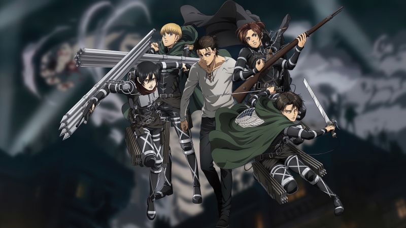Attack on Titan, Shingeki no Kyojin, Eren Yeager, Armin Arlert, Levi Ackerman, Mikasa Ackerman