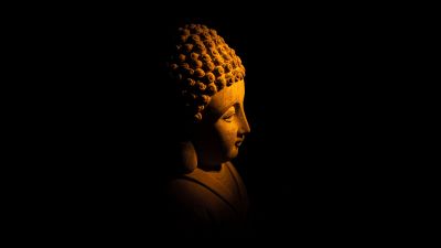 Gautama Buddha, Statue, Lord Buddha, Black background, 5K, Buddhism, Spiritual