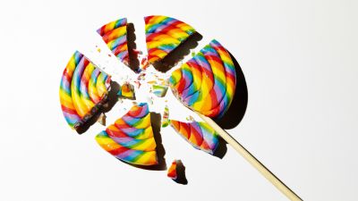Rainbow, Lollipop, Broken, Spiral, Colorful, Candy, 5K, 8K, White background