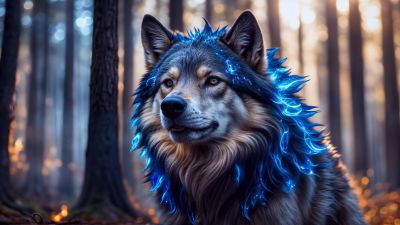 Wolfdog, AI art, Mystical