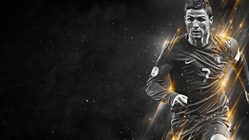 Cristiano Ronaldo, Dark background, Portuguese Football Federation, Portuguese footballer, 5K
