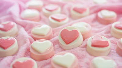 Valentine, Candies, Heart shape, Pastel pink, Valentine Gifts, Love hearts, Pink hearts, 5K, Aesthetic