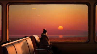 Lonely, Train journey, Sunset, Solitude, Golden hour, Cozy, Warm, Sunset Orange, Woman
