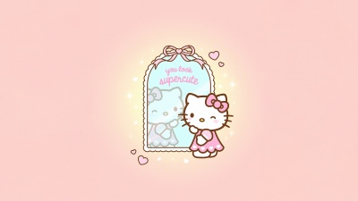 Hello Kitty, Supercute, Pastel background, 5K, Mirror