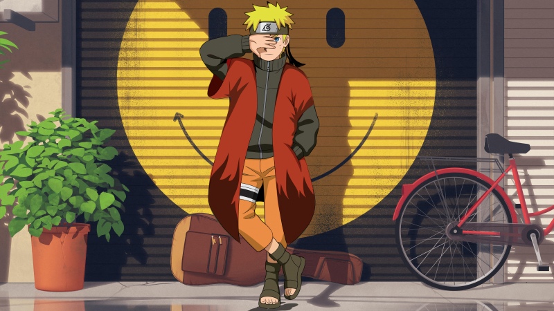 Naruto Uzumaki, Smiley face, Graffiti, Street art, 5K