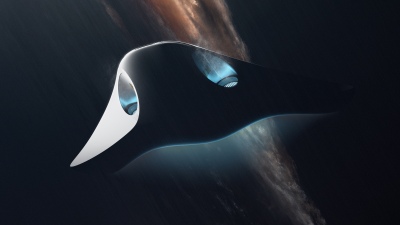 Futuristic, Spaceship, Concept Art, Dark background, Deep space, Space exploration, 5K