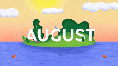 August, Summer, Illustration, Island, Water, Sunny day, Colorful
