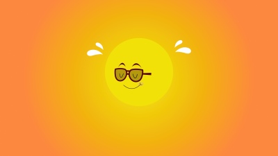 Summer, Sun, Cute cartoon, Sunglasses, Happy, Orange aesthetic, 5K, Minimalist