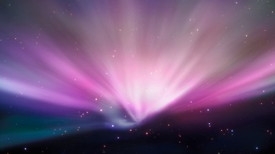 OS X Leopard, Aurora, Stars in sky, Pink sky, Mac OS X, Stock, 5K, Aurora sky