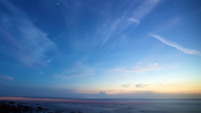 OS X Mountain Lion, Horizon, Sunrise, Blue Sky, Clouds, 5K, Stock, Mac OS X