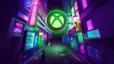 Xbox Tokyo Game Show 2025, Neon, Cyberpunk, Street lights, Cat, 5K, Xbox logo