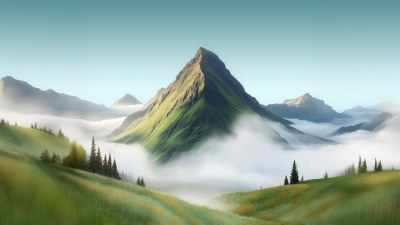 Honor Magic8, Stock, Mountain Landscape, Foggy, Green landscape, 5K