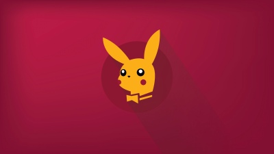 Playboy Pikachu, Minimalist, 5K, Red background