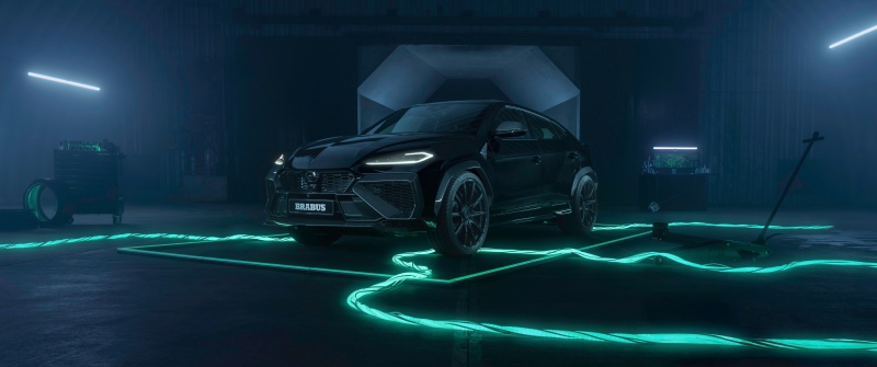 Brabus 900 Superblack, Lamborghini Urus SE, 2026, 5K, Black cars, Neon Lights, Futuristic, Dark aesthetic