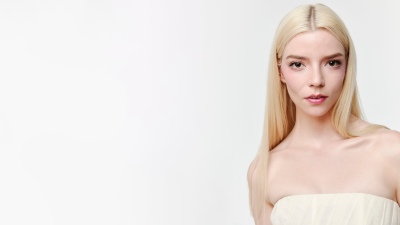 Anya Taylor-Joy, White background, 5K, Portrait, Blonde