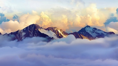 Alps, Snow mountains, Clouds, Foggy, Mountain range, Alps mountains, 5K, 8K, Snow covered