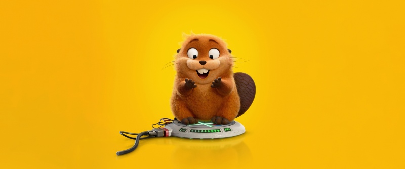 Hoppers (2026), Beaver, Mabel, 5K, 8K, Yellow background, Animation movies, Pixar movies
