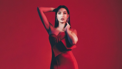 Nora Fatehi, Red background, 5K, Portrait