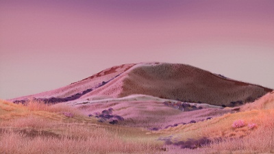 Rolling hills, Pink aesthetic, Landscape, Dreamy, Gradient background, Surreal landscape, Dreamlike, Digital illustration