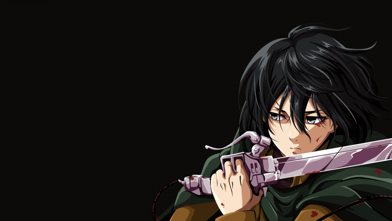 Mikasa Ackerman, Artwork, Attack on Titan, Dark background