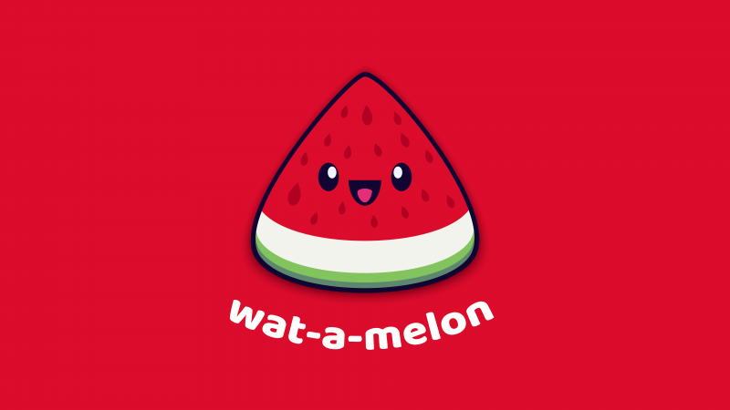 Watermelon, Kawaii cartoon, Slice, Red aesthetic, 5K, 8K, Simple