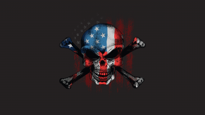 Skull, American flag, Bones, USA Flag, 5K, Dark background