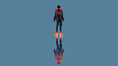 Miles Morales, Reflection, 5K, Light blue, Minimalist