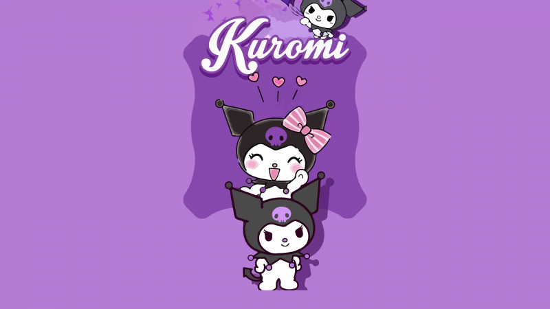 Kuromi, Purple background, Kawaii, 5K, Sanrio, Cheeky, Cute cartoon