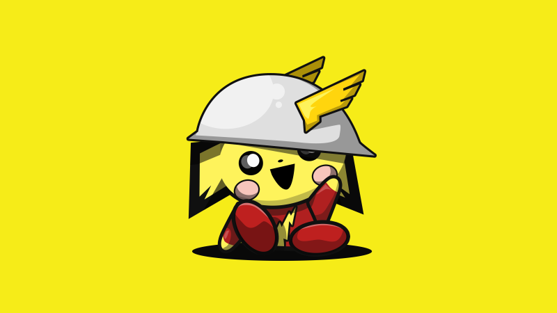 Pichu, Cute cartoon, Pokemon, Yellow background, 5K, 8K, Kawaii, Minimalist