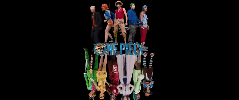 One Piece: Into the Grand Line, Straw Hat Pirates, Season 2, 2026 series, Black background, 5K, Roronoa Zoro, Nami, Monkey D. Luffy, Usopp, Sanji, 5K, Inaki Godoy, Mackenyu, Emily Rudd